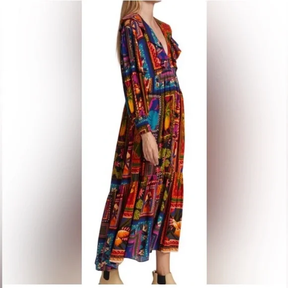 FARM RIO Patchwork Tapestry Ankle Dress Size X Small - Picture 3 of 10